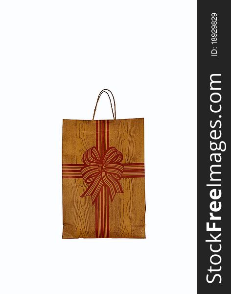 Brown Paper Bag on White Background