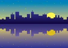 Night City Panorama Stock Photo