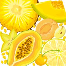 Mix Yellow Fruits And Berries Stock Photography