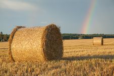 Large Hay Roll On The Field Stock Image Large Hay Roll On The Field Stock Image