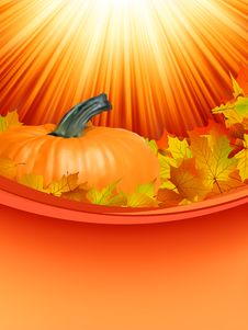 Colorful Autumn Card Leaves With Pumpkin. EPS 8 Royalty Free Stock Photos Colorful Autumn Card Leaves With Pumpkin. EPS 8 Royalty Free Stock Photos
