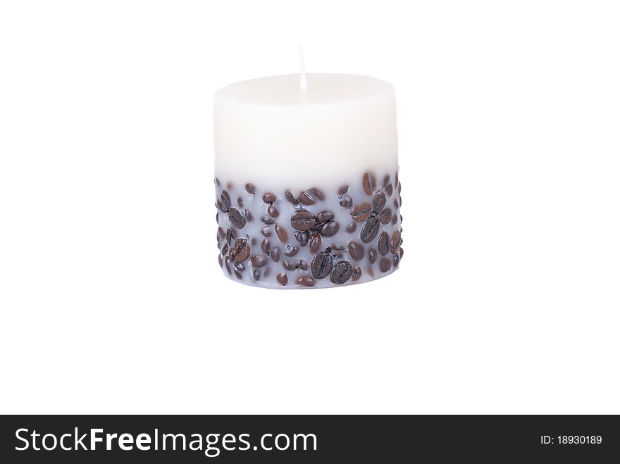 Candle with coffee beans