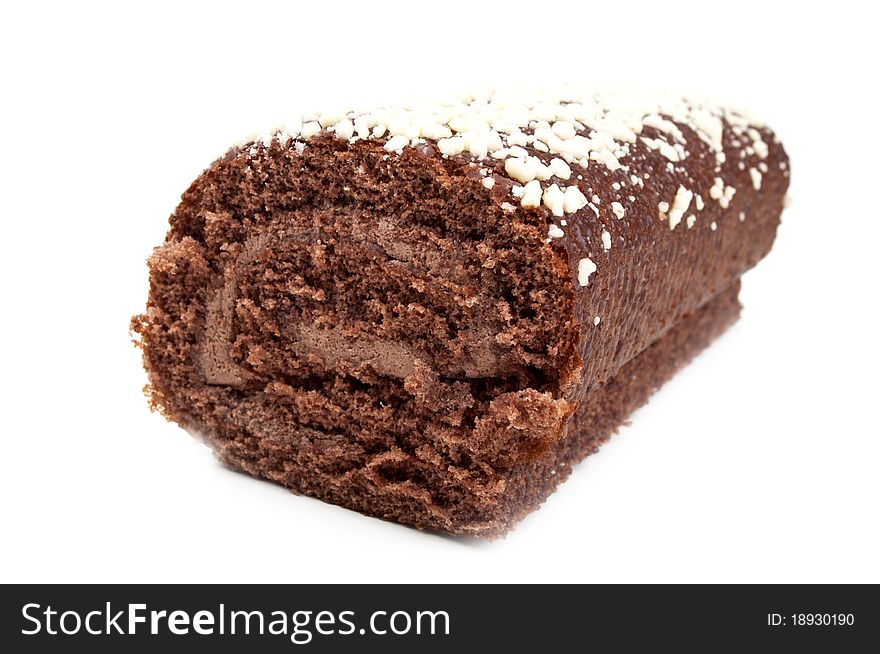 Chocolate roll isolated on a white background