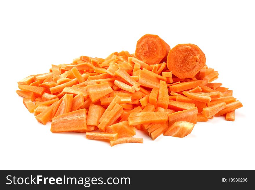 Sliced carrots isolated on a white background