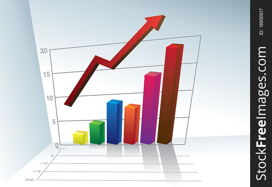 Business graph with arrow - illustration