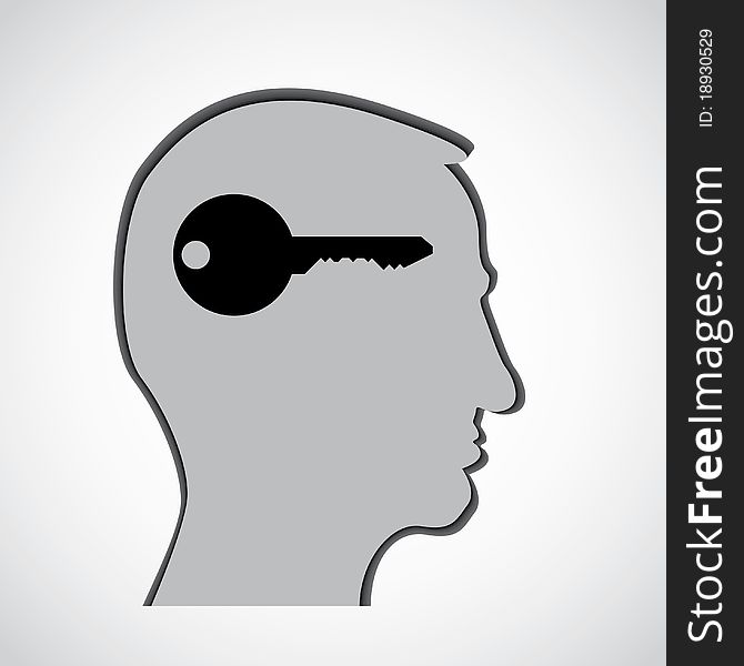 Key in head - open mind - illustration