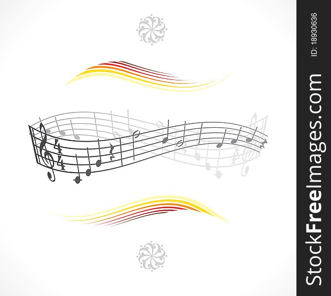 Music notes abstract background - illustration