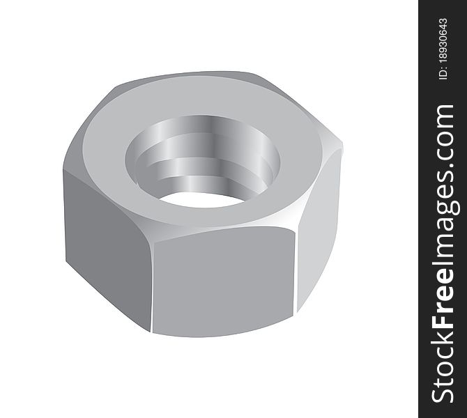 Shiny metal nut - realistic illustration