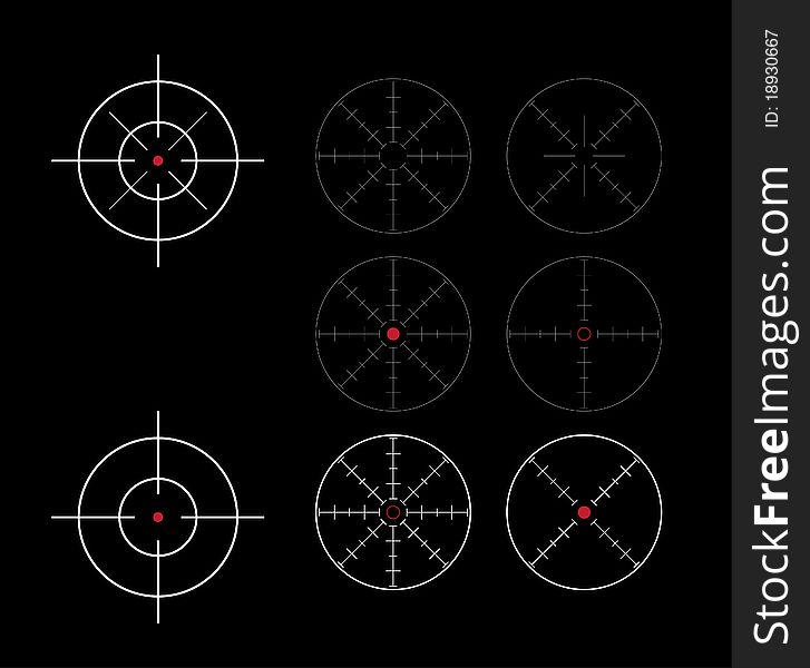 Set of crosshairs direction finders - illustration