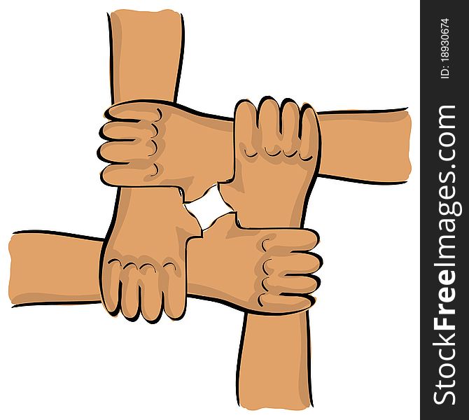Symbolic teamwork hands connection - illustration