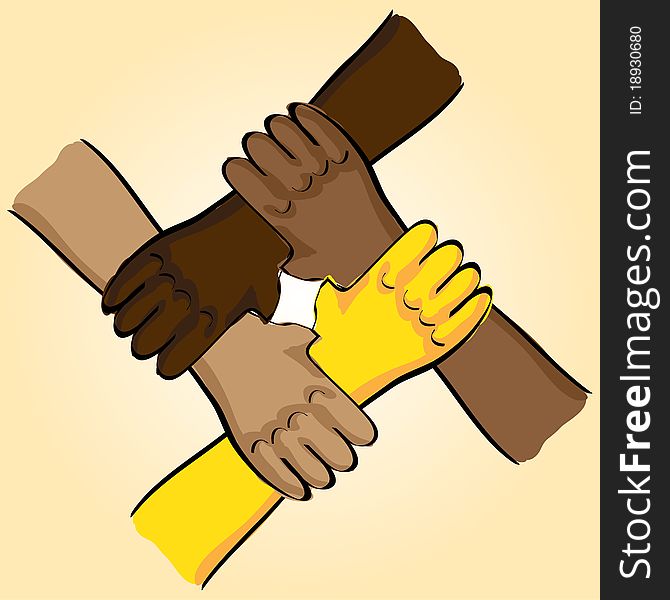 Symbolic teamwork hands connection - illustration