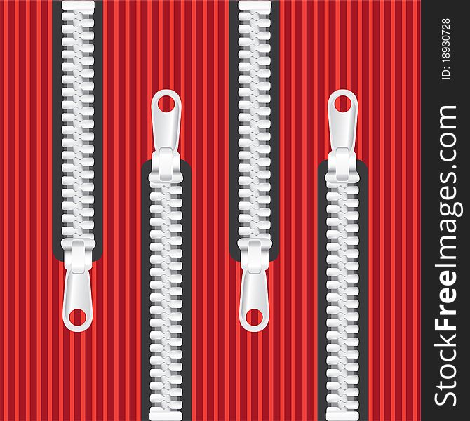 Closed zipper on manchester textile background