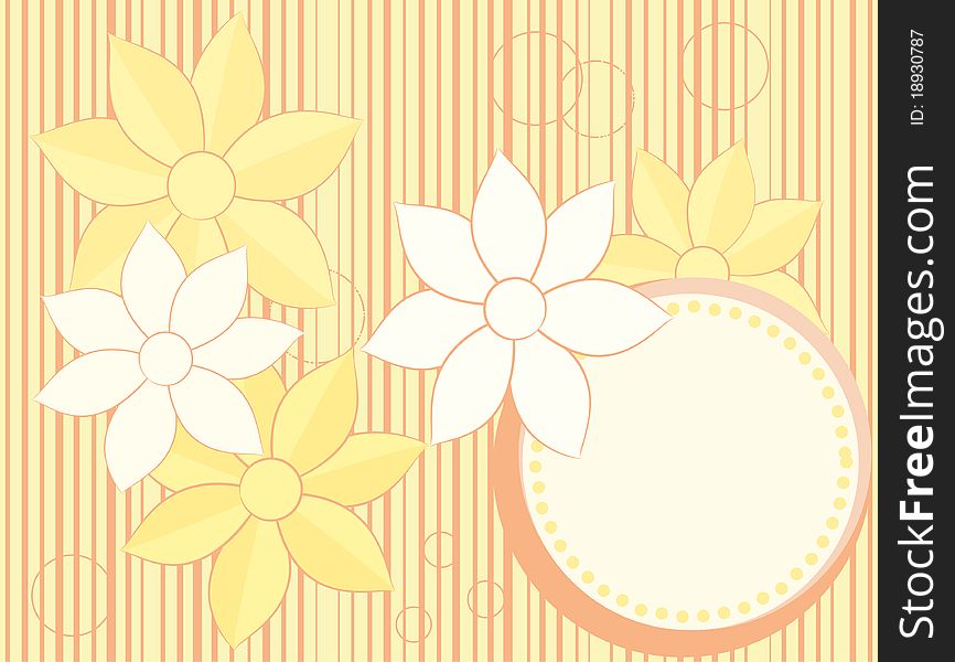 Vector flower card in striped background