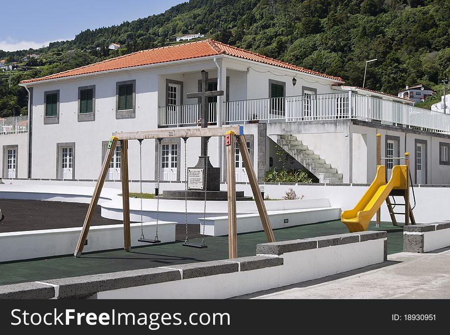 Swinger in a playground in Pico island, Azores