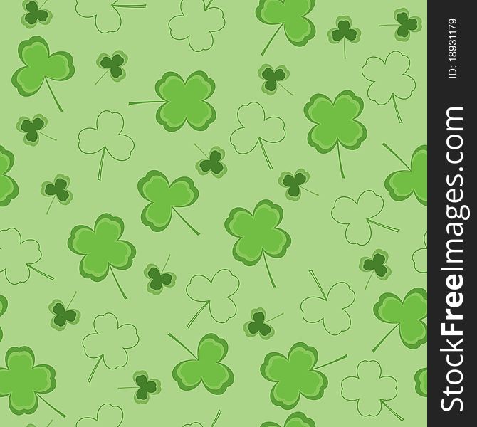 Seamless green wallpaper with clover. Seamless green wallpaper with clover