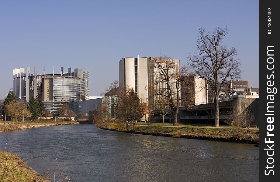 European parliament in Strasbourg France in early spring