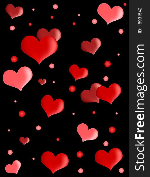 Red Hearts On Black Background
