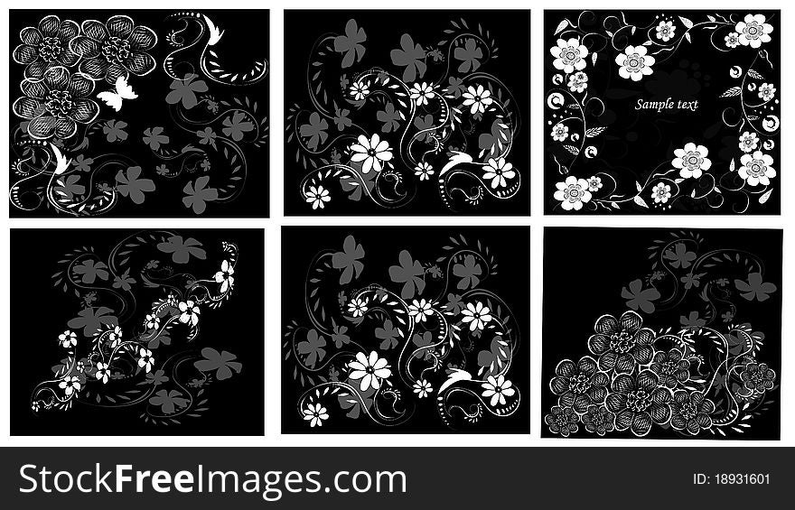 Six different floral design elements