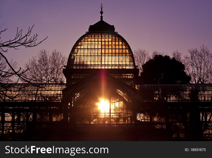 Palacio de Cristal in Retiro city park, Madrid, Spain