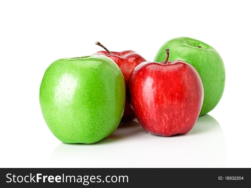 Red and green apple isolated