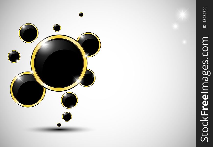 Black bubbles with a gold bordered