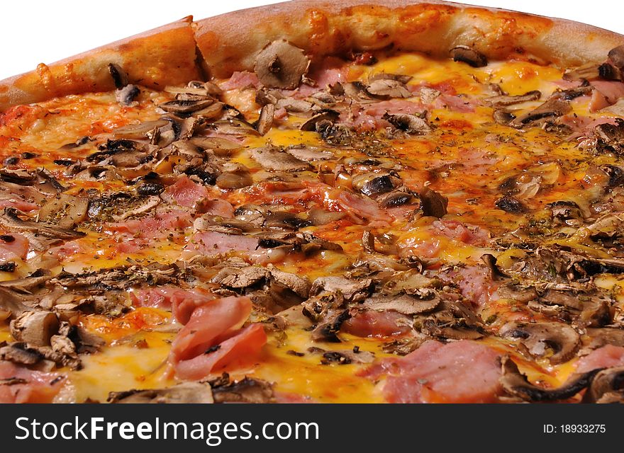 The unhealthy food - the pizza from close. The picture has to dissuade the food of pizza.