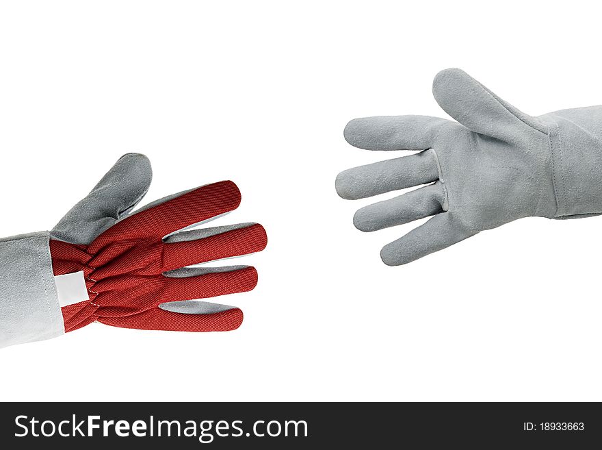 Isolated work gloves on white background