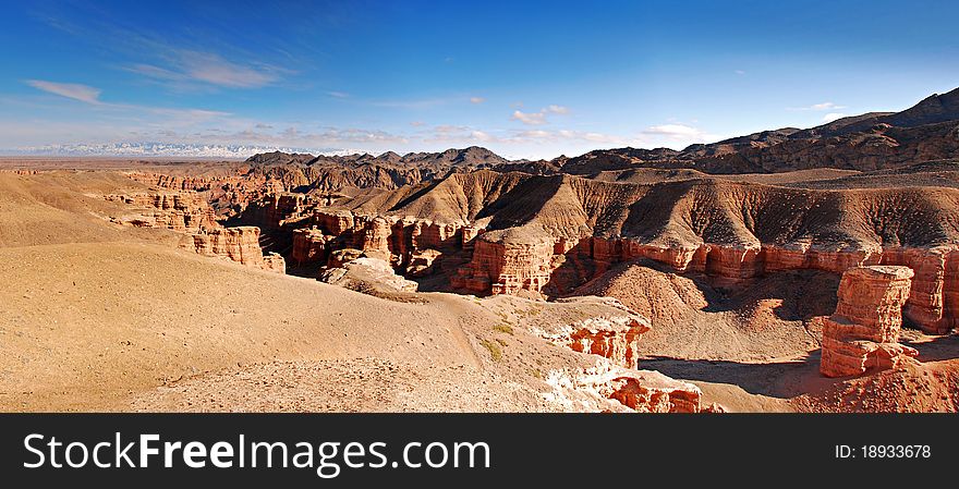 Panoramic view of Charyn Canyon in Kazakhstan