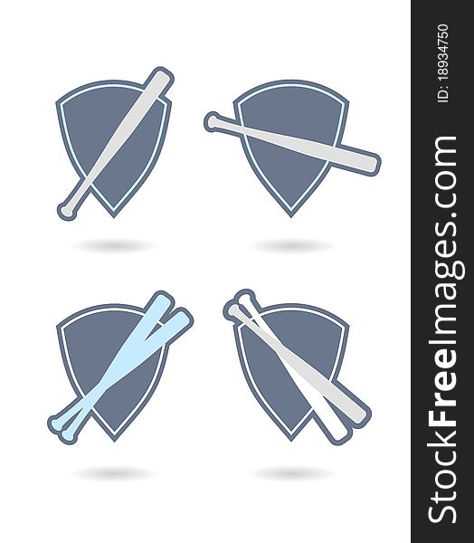 Icon set of bats on shields.
