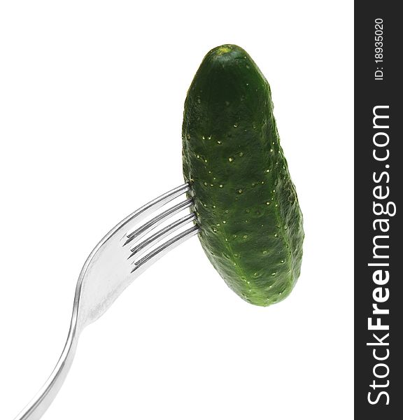 Cucumber on fork