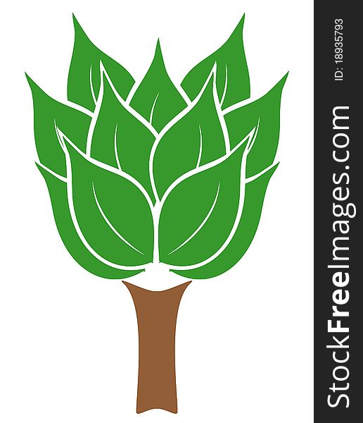 Tree stylized with leaf for foliage