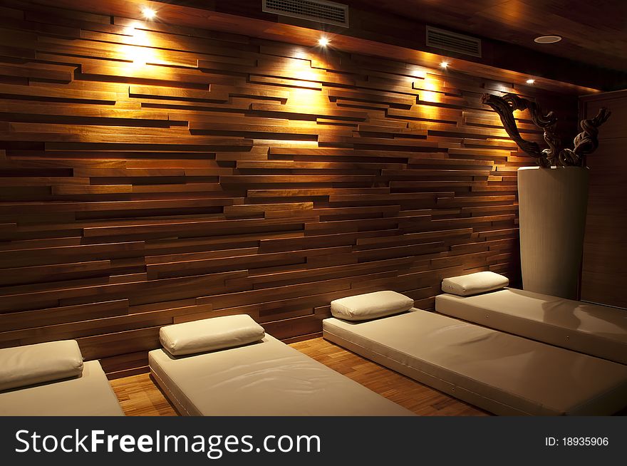 Wellness restroom with beds and ambiental light