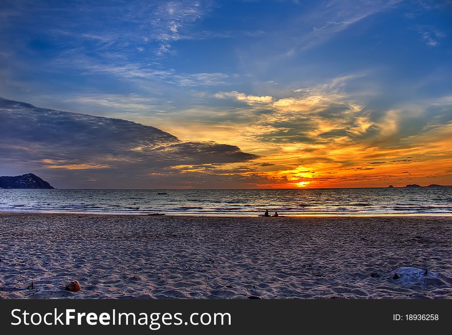 Sunset in a beach of Mexico. Sunset in a beach of Mexico