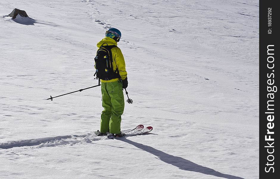 Ski tour in winter time