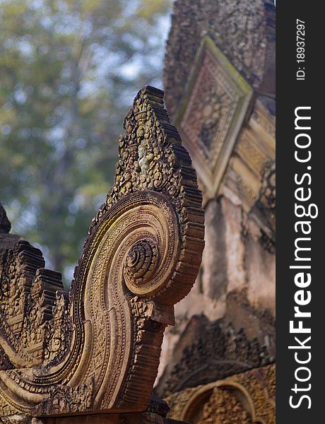 Elaborate sandstone carvings at angkor wat, UNESCO World Heritage Site ,Cambodia