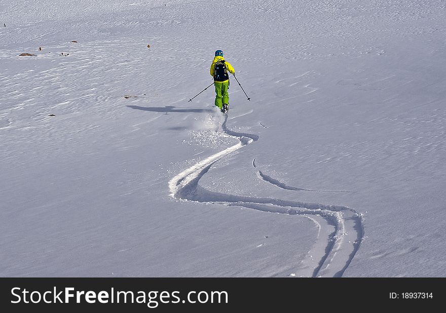 Ski tour in winter time