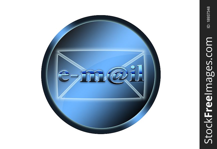 Blue button for a site with an envelope and sign email. Blue button for a site with an envelope and sign email