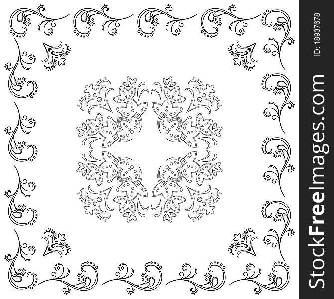 Abstract background, floral pattern, monochrome contour. Abstract background, floral pattern, monochrome contour