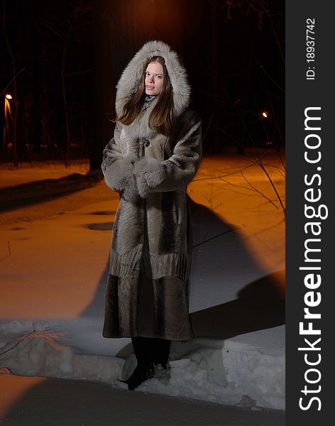 Female in fur coat