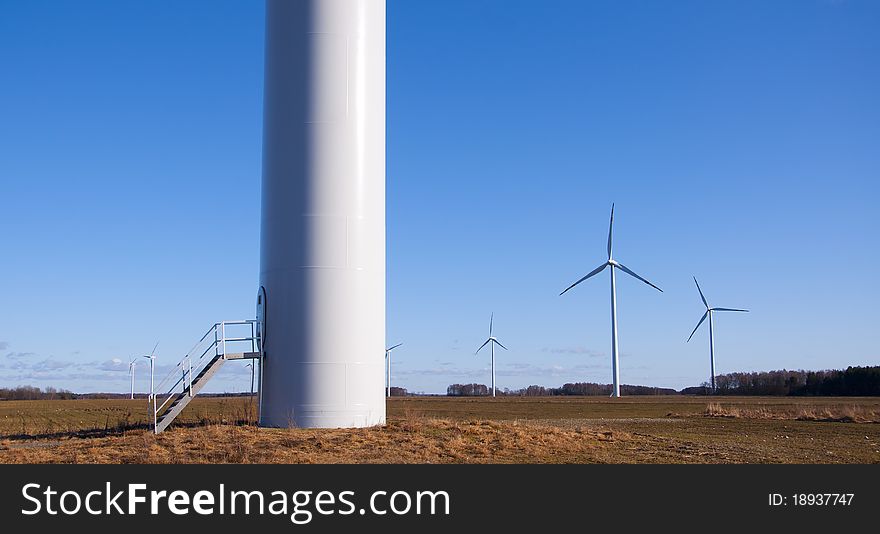 Wind Turbine Against Blue Sky