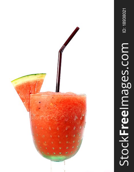 Smoothie water melon with slice water melon isolate on white background.