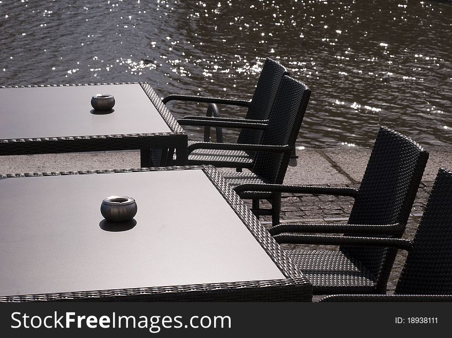 Restaurant outdoors close to harbour in Husum, Germany. Restaurant outdoors close to harbour in Husum, Germany.