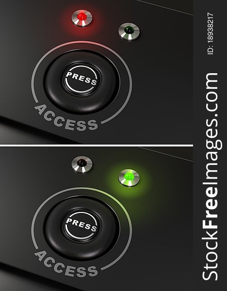 Press button and access label with red and green led for authorized and denied access. Press button and access label with red and green led for authorized and denied access