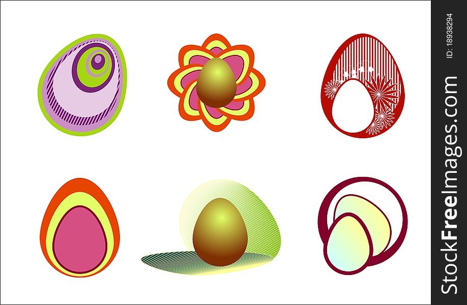 A set of Easter eggs. Symbols of Easter.