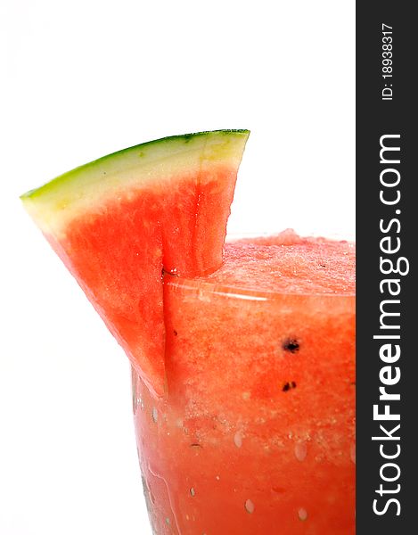 Smoothie water melon with slice water melon isolate on white background.