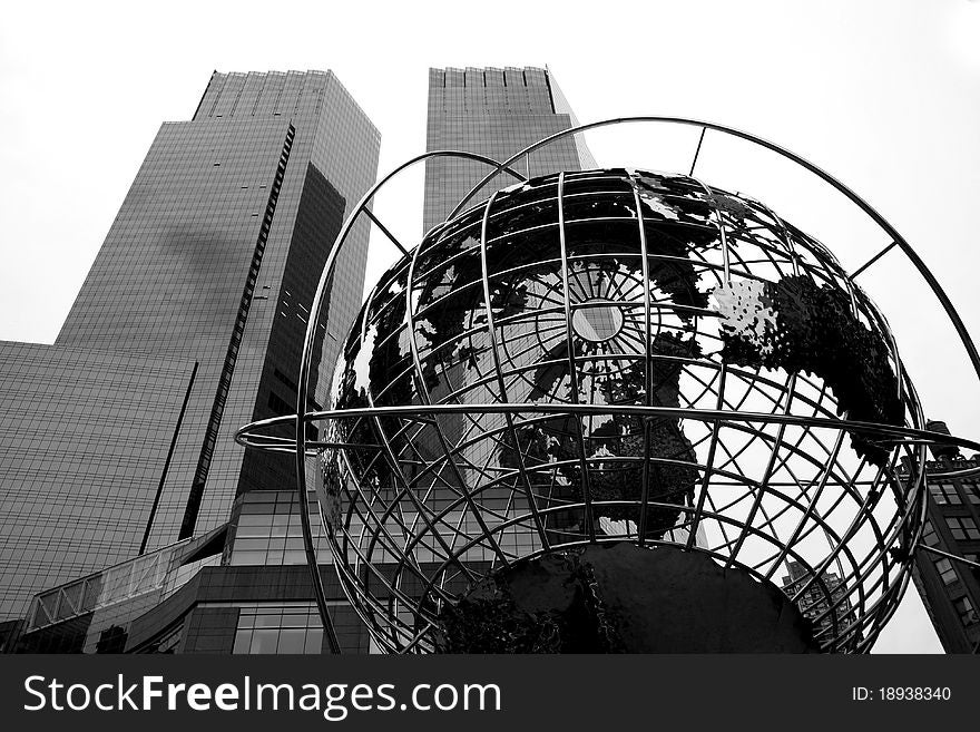 World statue at Columbus Circle in Manhattan in New York city. World statue at Columbus Circle in Manhattan in New York city