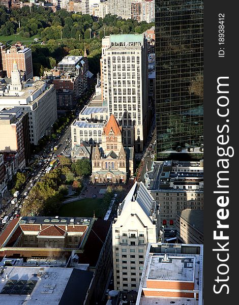 Boston's panoramic view as it is seen from Prudential tower in winter. Boston's panoramic view as it is seen from Prudential tower in winter