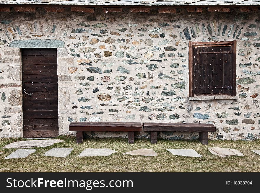 Detail of a mountain refuge in Italy, close to Dolomiti area - North Italy. Detail of a mountain refuge in Italy, close to Dolomiti area - North Italy