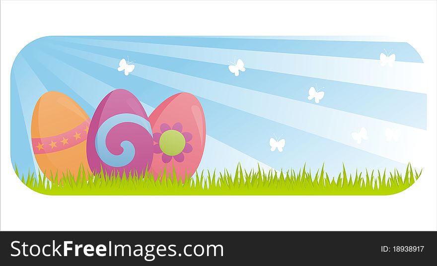 Colorful easter banner with eggs