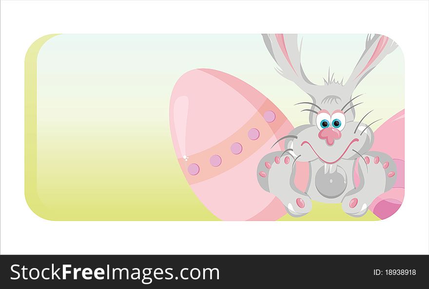 Colorful easter banner with funny rabbit